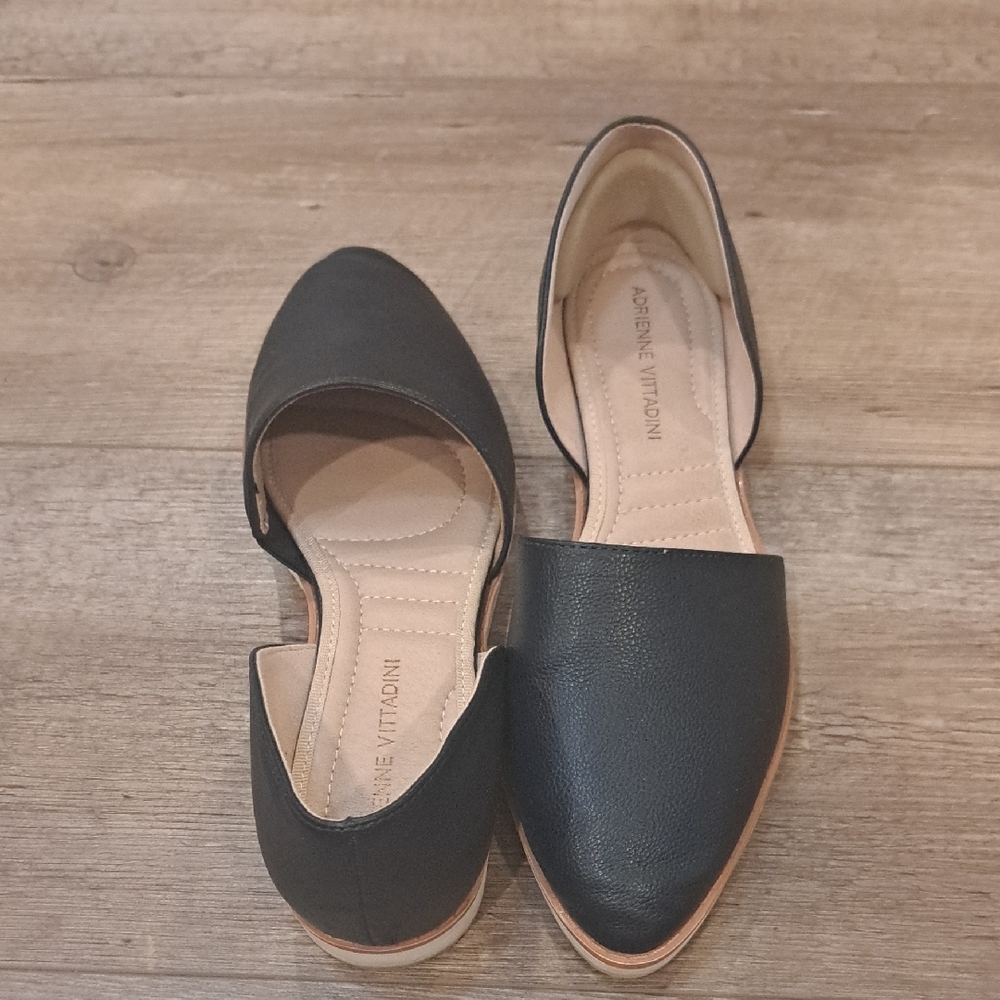 Adrienne Vittadini Black Flats Sleek D'Orsay Design - Picture 4 of 4
